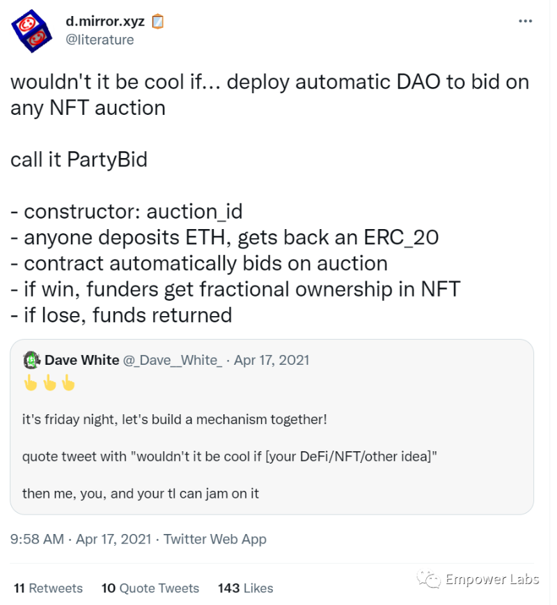 PartyDAO： 一群陌生人如何在1年内把一篇推文变成了2亿美金的产品DAO？
