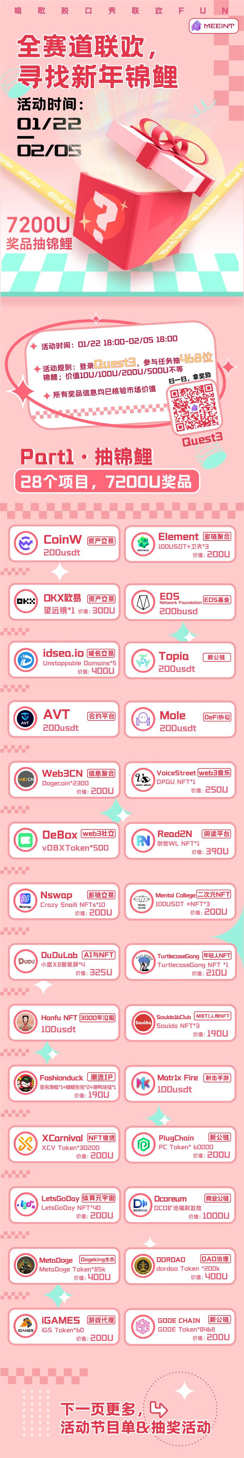 MeeintDAO、Coinw与Element主办,联合28个项目,7200U奖品全赛道联欢ing