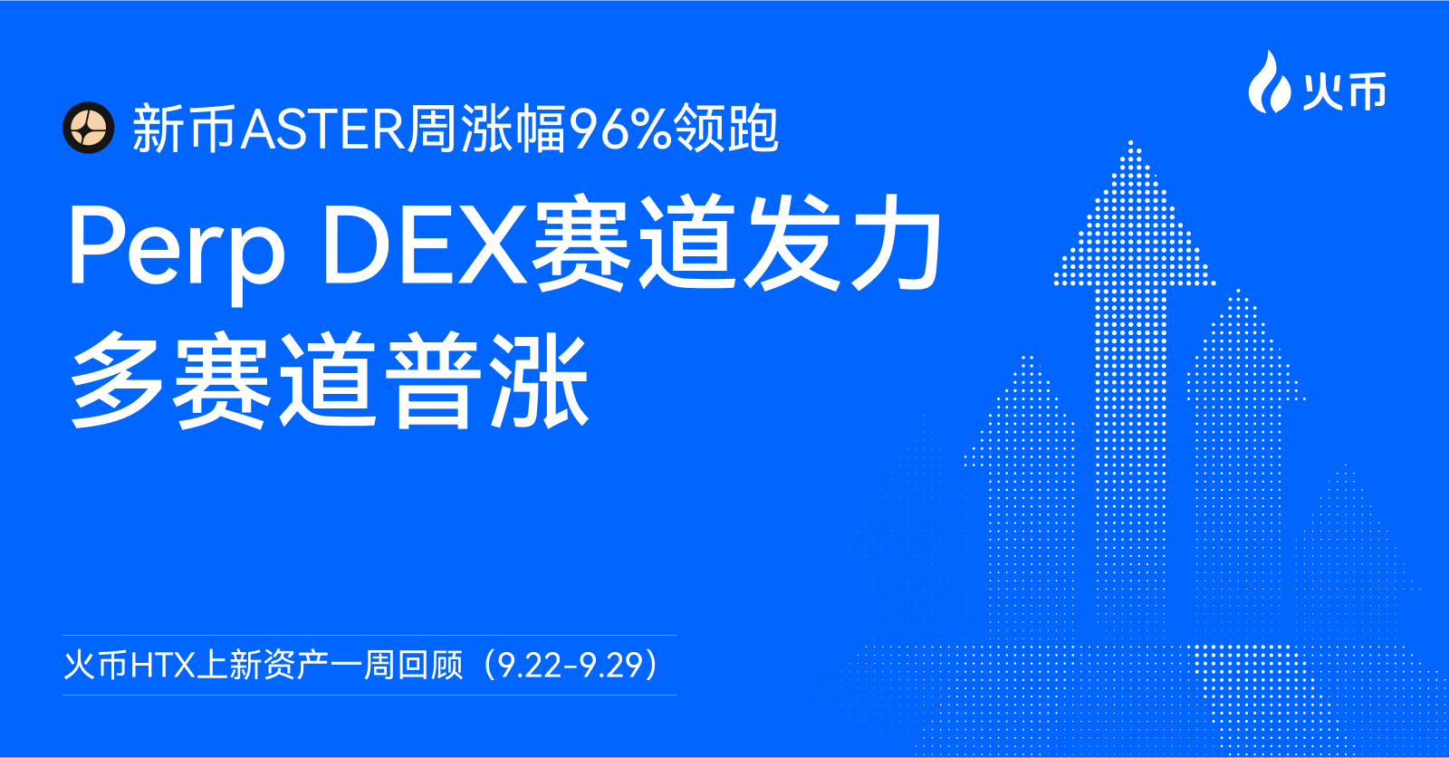Perp DEX 赛道发力！火币 HTX 上新资产一周回顾（9.22-9.29）：多赛道普涨，新币 ASTER 周涨幅 96% 领跑