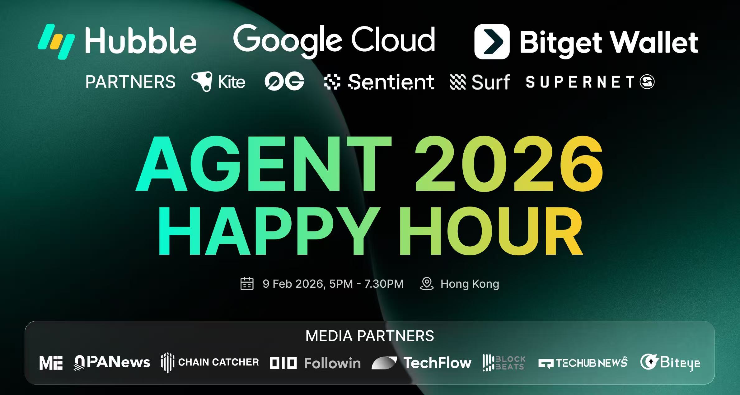 Hubble 携手 Crypto AI 顶级生态阵容亮相 Consensus HK，举办「Agent 2026 Happy Hour」