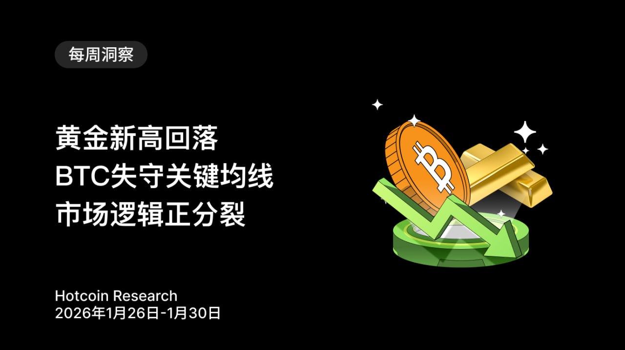 Hotcoin Research：黄金新高回落，BTC失守关键均线，市场逻辑正分裂