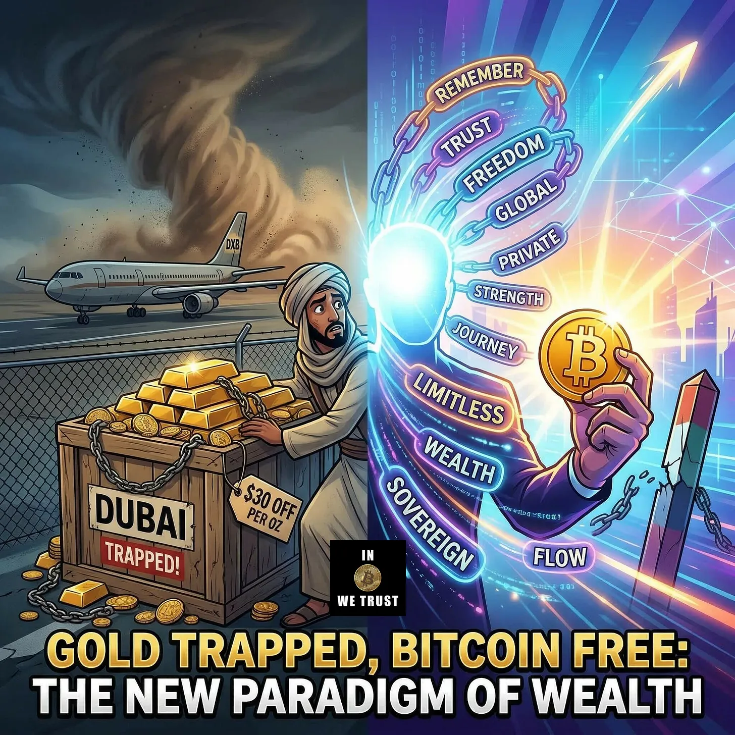 困在沙漠中的黄金，无国界的比特币：战争时代的财富新范式