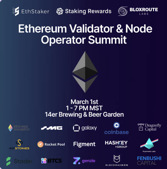 Sommet des validateurs et opérateurs de nœuds Ethereum