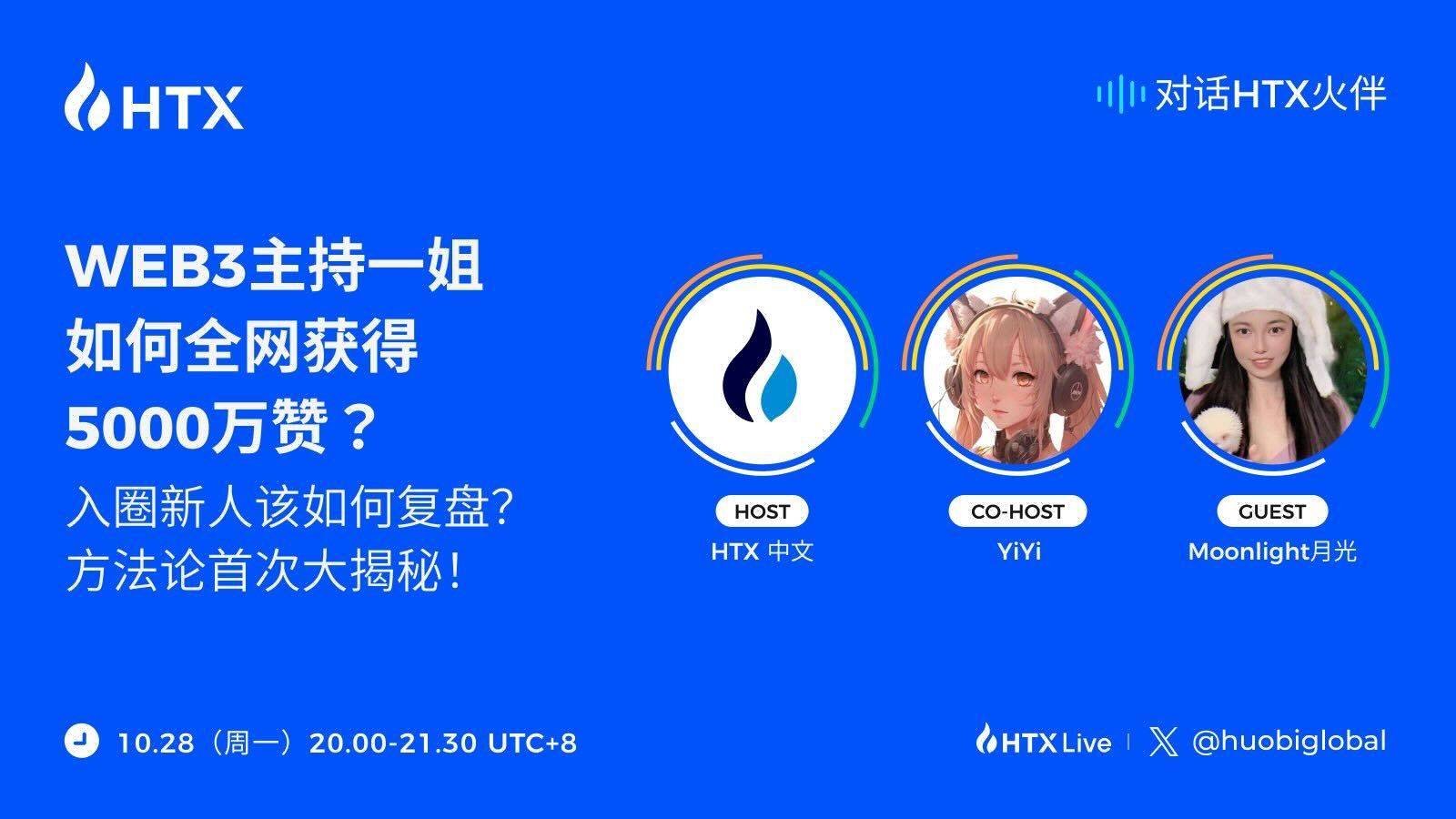 Huobi HTX đối thoại cùng nữ MC hàng đầu Web3 Moonlight: Các lĩnh vực AI và ví tiền không phí gas (zero Gas) đáng được chú ý