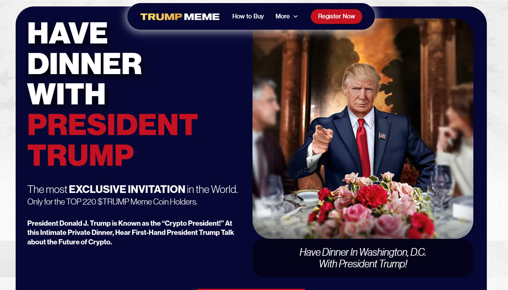 Trump's meme coin crypto marketing script, a presidential dinner that he might not attend?