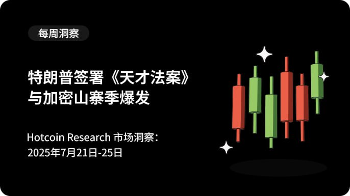 Trump ký Đạo luật Thiên tài và mùa bùng nổ tiền mã hóa bắt đầu Hotcoin Research Cập nhật thị trường | 21-25 tháng 7 năm 2025